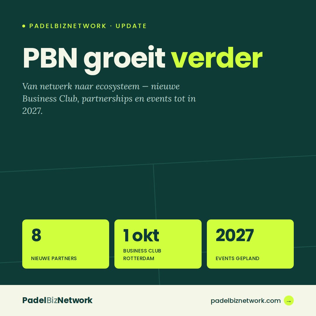 PadelBizNetwork breidt uit: nieuwe Business Club, partnerships en events tot 2027