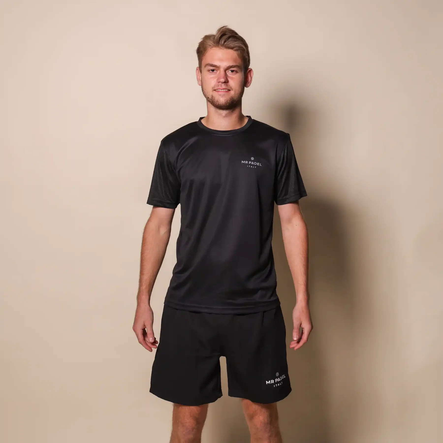 Mr Padelshirt Regular Fit Zwart